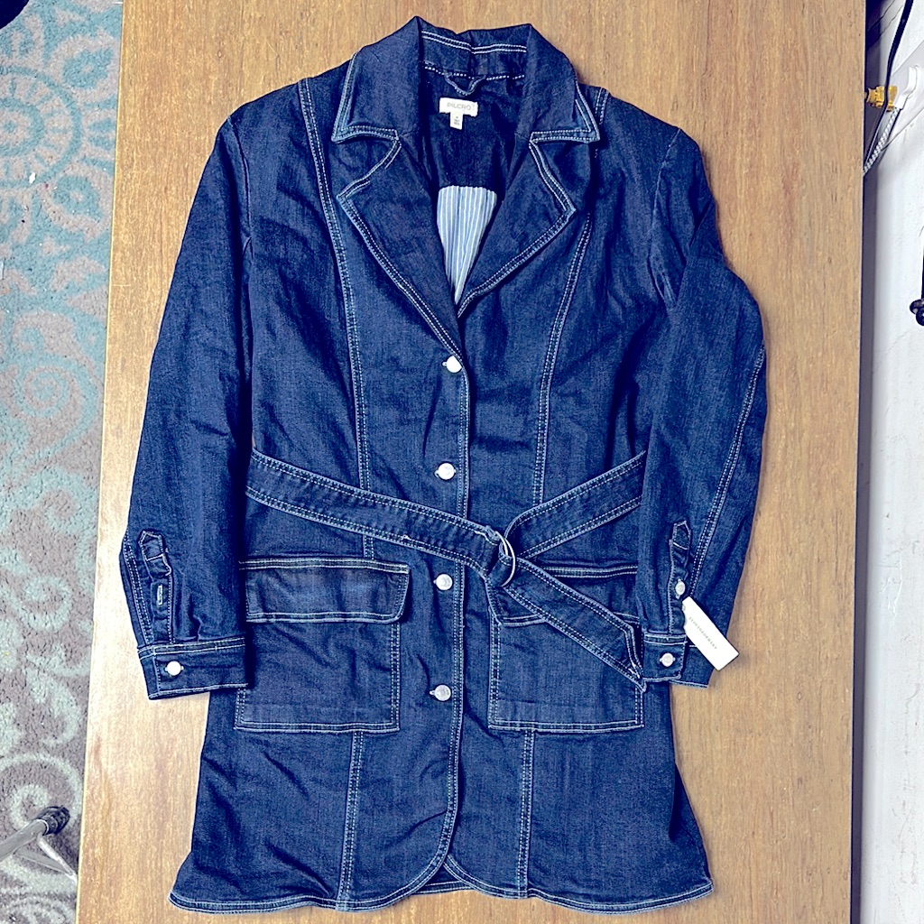 Pilcro Dark Blue Denim Mini Dress With Belt